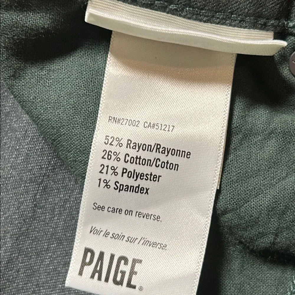 PAIGE Faux Leather Dark Green Hoxton Ankle Jeans